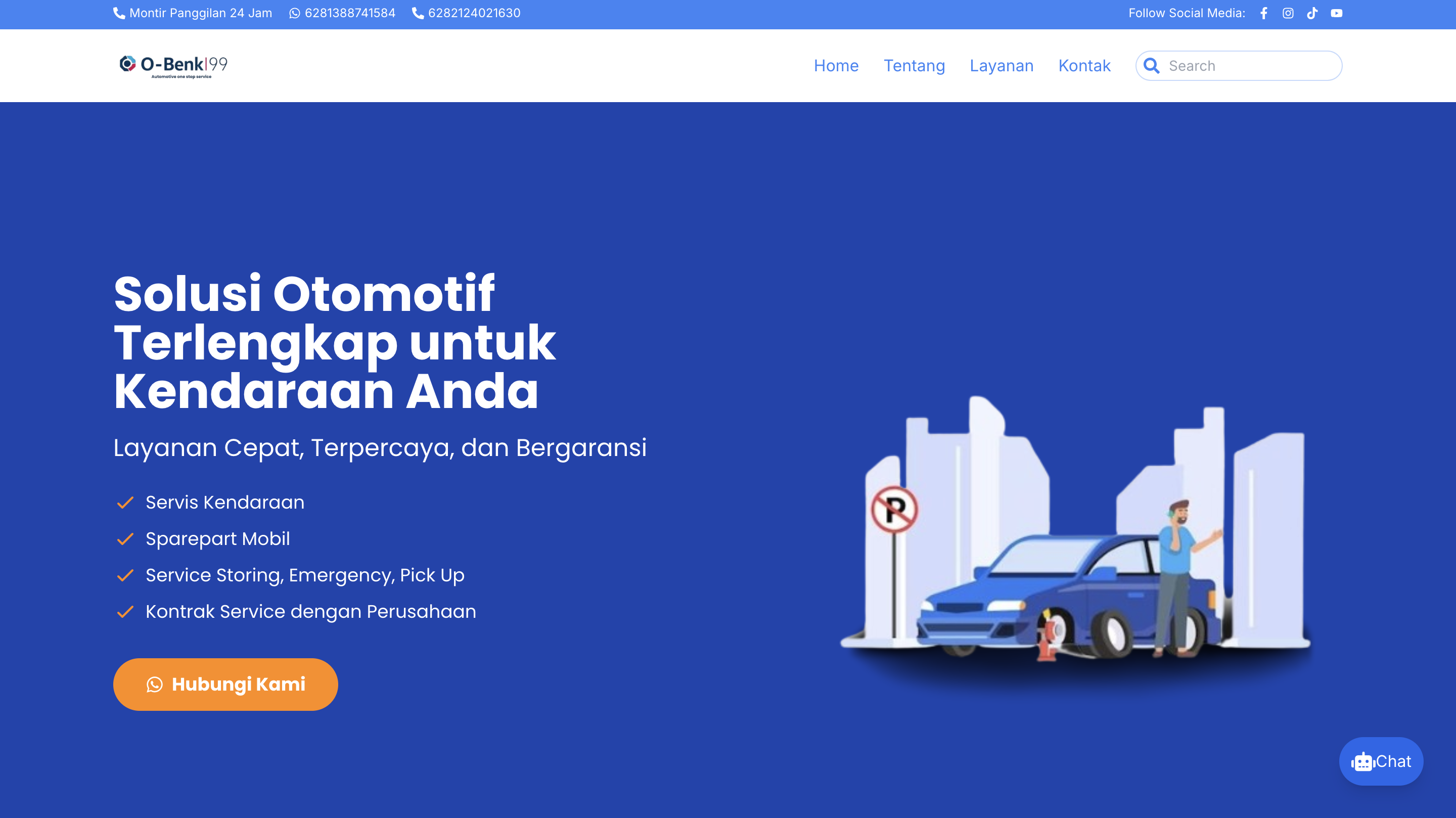 Website Bengkel Mobil O-benk99 Karawang - Jasa Pembuatan Website Bengkel